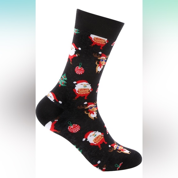 5for$10 Christmas Socks Deer Santa Breathable Socks Winter Warm Mid-Calf Socks - Picture 5 of 5